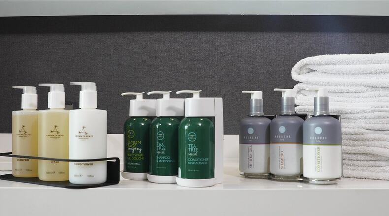 Marriott hotels began testing large toiletry bottles in 1,000 hotels last year. In August, the company announced it would move to bulk amenities in most of its 7,000 properties. Several different types of tamper-proof dispensers have been designed to hold the products. CONTRIBUTED BY MARRIOTT INTERNATIONAL