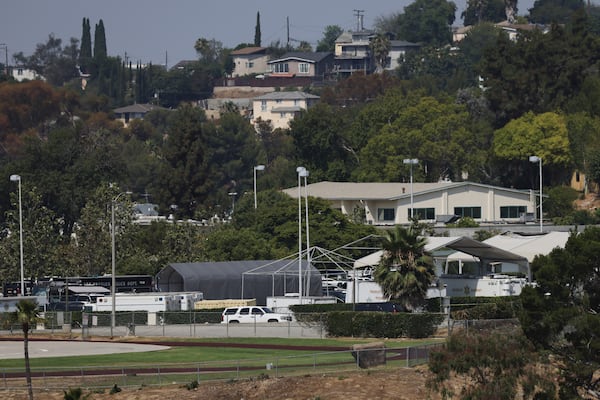 The Biscailuz Training Facility, where an exploding occurred, is shown on Friday, July 18, 2025, in Los Angeles. (AP Photo/Etienne Laurent)