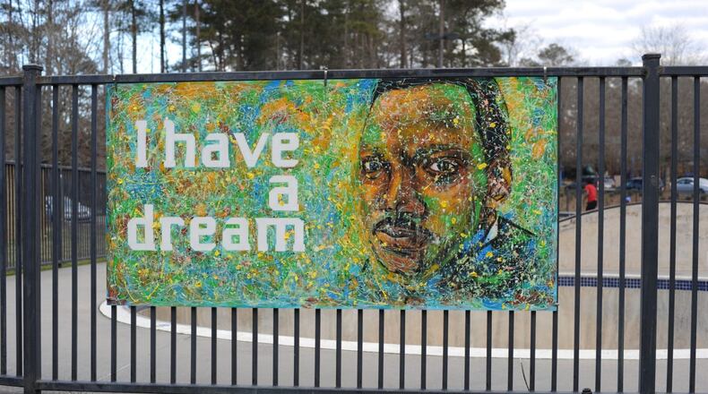 A mural showing an image of Dr. Martin Luther King Jr. was on display in 2021 (Courtesy of the City of Dunwoody)