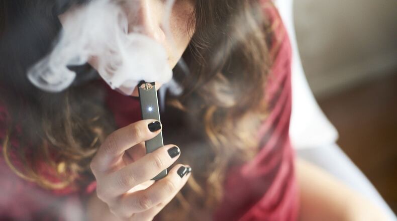 A Juul vape arranged for a photograph in Brooklyn, New York, on July 6, 2018. MUST CREDIT: Bloomberg photo by Gabby Jones