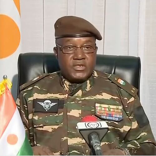 FILE -In this image taken from video provided by ORTN, Gen. Abdourahmane Tchiani makes a statement, July 28, 2023, in Niamey, Niger. (ORTN via AP, File)