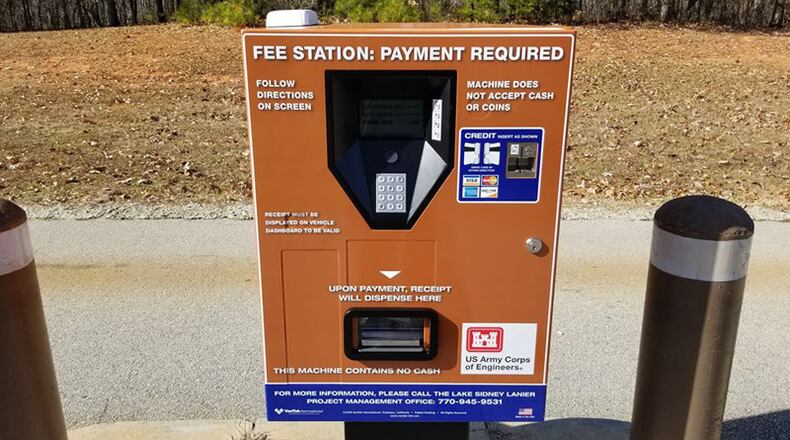 Credit card fee machines have been installed at four parks with boat launches on Lake Lanier. U.S. ARMY CORPS OF ENGINEERS via Facebook