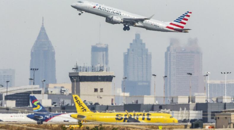 Planes take off from Hartsfield-Jackson International Airport, which will be a key part of metro Atlanta’s bid for Amazon’s second headquarters. The Atlanta area made Amazon’s Top 20 cities for its HQ2 project and 50,000 jobs. JOHN SPINK /JSPINK@AJC.COM
