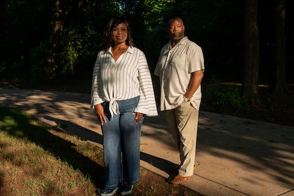 Rhonda Grayson and Jeff Kennedy pose for a portrait on Monday, June 16, 2025 in Moore, Oklahoma. (AP Photo/Nick Oxford)