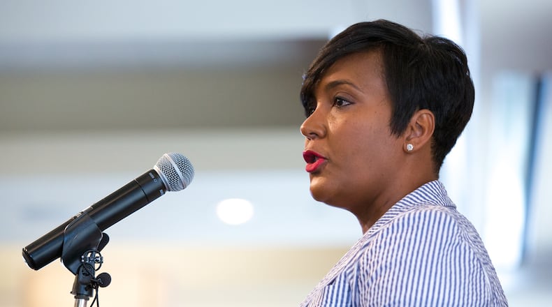 Atlanta Mayor Keisha Lance Bottoms speaks at a luncheon at the Atlanta Press Club in Atlanta, Ga., on Tuesday, June 18, 2019. (Casey Sykes for The Atlanta Journal-Constitution)