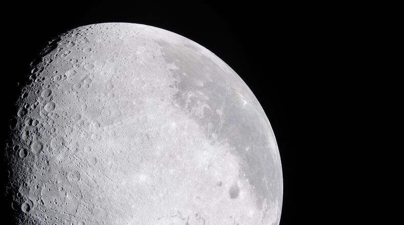In this image provided by NASA, the Artemis II crew photographed a bright portion of the Moon on April 6, 2026. (NASA via AP)