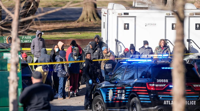 Atlanta police responded to the Central Park Recreation Center on Thursday after two people were shot, officials said. (Ben Hendren for the AJC)