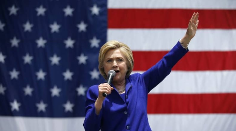 Hillary Clinton at a rally Monday in Lynwood, Calif. (AP Photo)