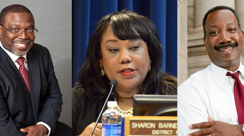 The candidates in the DeKalb County Board of Commissioners District 4 race are Lance Hammonds, a sales manager; Commissioner Sharon Barnes Sutton; and Steve Bradshaw, a business development manager. Voters in the district covering the Stone Mountain area will decide the race in the May 24 Democratic primary election.