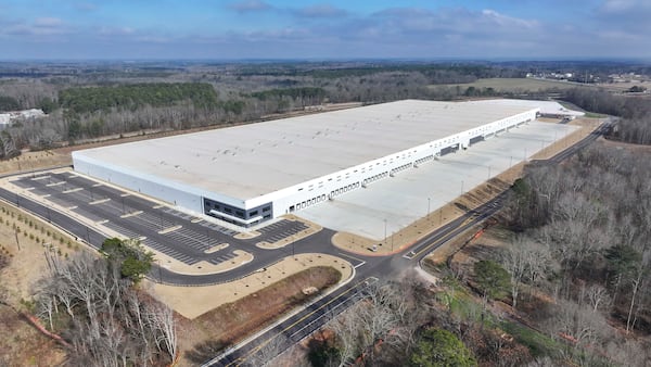 This warehouse in Social Circle — seen here in a drone image from January — could hold about 8,500 people once it is converted to an immigrant detention center. (Miguel Martinez/AJC)