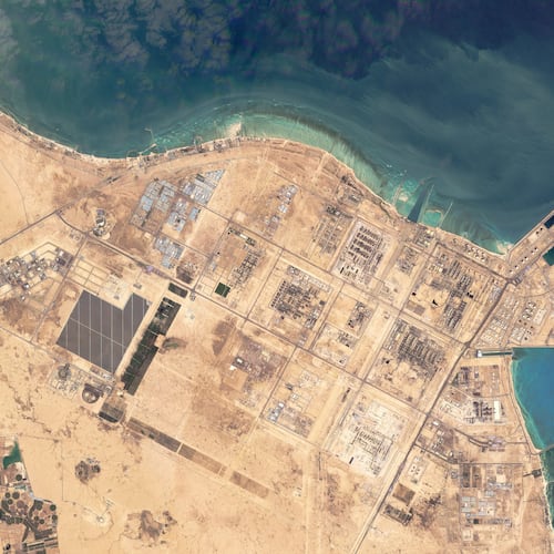 This satellite image from Planet Labs PBC shows the Ras Laffan industrial area in Qatar on March 6, 2026. (Planet Labs PBC via AP)