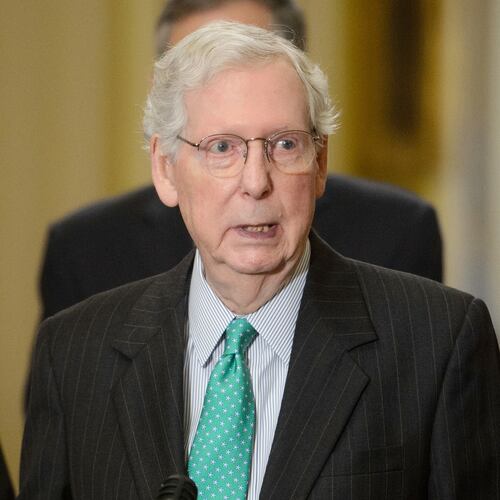 FILE - Senate Minority Leader Mitch McConnell, R-Ky., offers remarks following the Senate Republicans policy luncheon at the Capitol, July 30, 2024, in Washington. (AP Photo/Rod Lamkey, Jr., File)