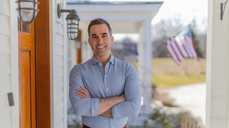This image provided by the Jordan Wood campaign shows Jordan Wood in Bristol, Maine, in April 2025. (Gerri Hernandez/Jordan Wood campaign via AP)