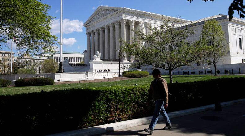 The U.S. Supreme Court is seen in Washington, Tuesday, April 7, 2026, in Washington. (AP Photo/Rahmat Gul)