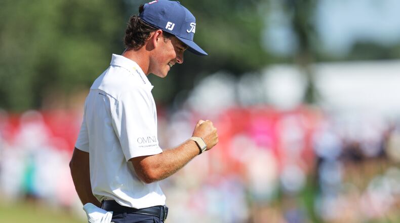 Jackson Koivun reacts after winning the 3M Open golf tournament at the Tournament Players Club Sunday, July 26, 2026, in Blaine, Minn. (AP Photo/Bailey Hillesheim)