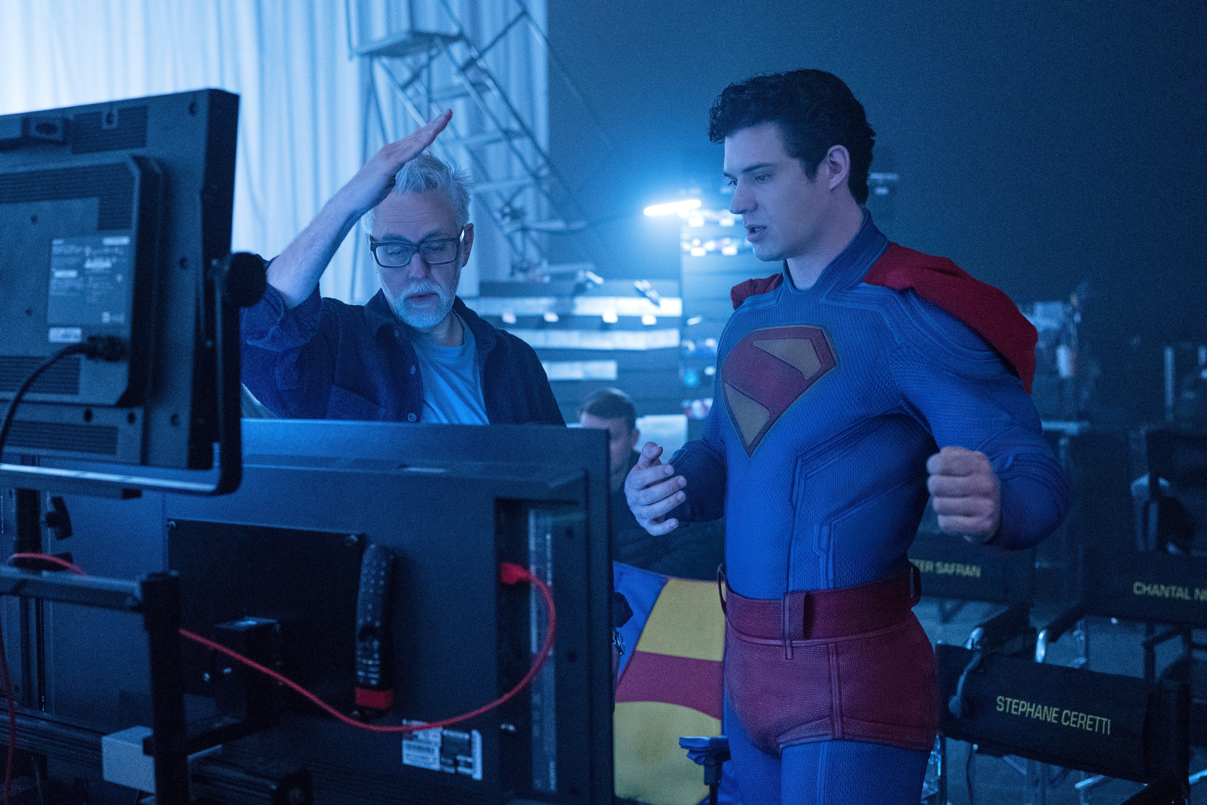Director James Gunn works with David Corenswet on the set of "Superman." Gunn has publicly waxed poetic about filming in Georgia. (Jessica Miglio/Warner Bros. Pictures via AP)