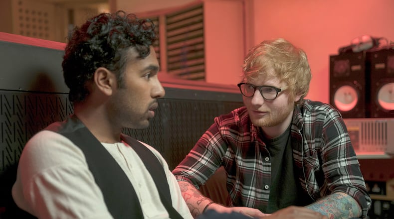 Himesh Patel, left, plays a singer who gets a career boost from Ed Sheeran (playing himself) in “Yesterday.” Jonathan Prime, Universal Pictures