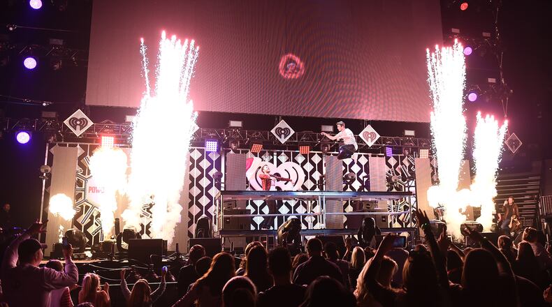 The Chainsmokers light up the stage at Power 96.1's Jingle Ball 2016. Photo: Marcus Ingram/Getty Images for iHeart