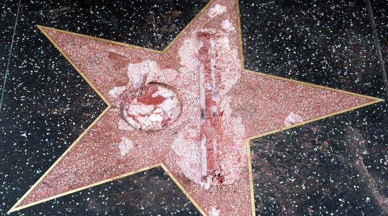 In October, Donald Trump's Hollywood star  was vandalized with a pickax and  a sledgehammer.