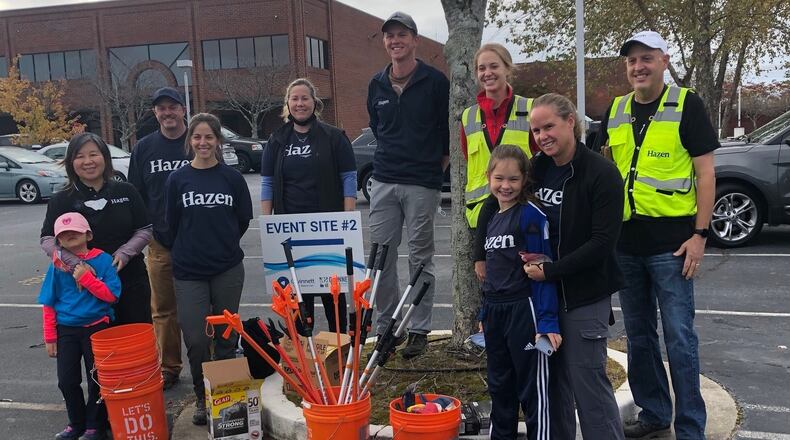 Volunteers with the Hazen Group at Great Gwinnett Wetlands 2020. (Courtesy Gwinnett Clean & Beautiful)