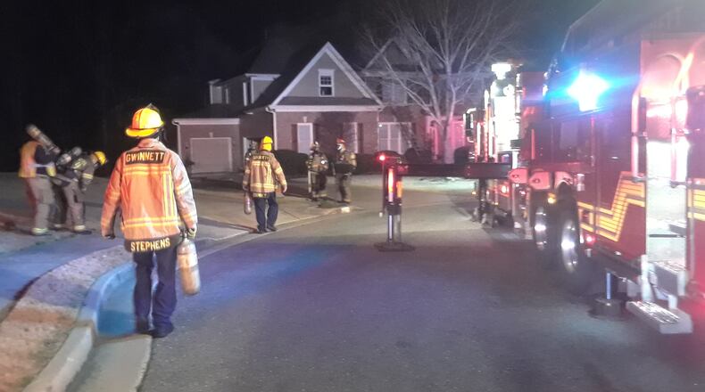 The fire at the home in the 1700 block of River Crest Way appears to have started in a gas fireplace in the master bedroom, according to Gwinnett County fire officials.