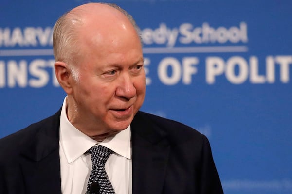 FILE - David Gergen, professor of public service and director of the Center for Public Leadership, speaks at the Harvard Kennedy School, Kennedy School's Institute of Politics at Harvard University in Cambridge, Mass., on Dec. 6, 2018. (AP Photo/Charles Krupa, File)