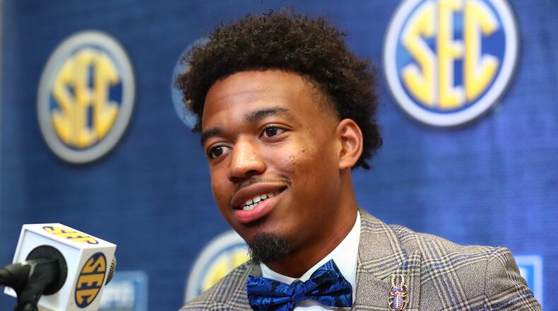 Vanderbilt quarterback Mike Wright holds his press conference at SEC Media Days in the College Football Hall of Fame on Tuesday, July 19, 2022, in Atlanta. “Curtis Compton / Curtis Compton@ajc.com”