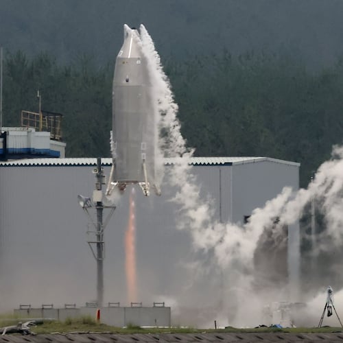 The Reusable Vehicle eXperiment, known as RV-X, is seen in a test launch at the Noshiro Rocket Testing Center of the Japan Aerospace Exploration Agency in Noshiro, northern Japan, Saturday, July 11, 2026. (Naoki Kawano/Kyodo News via AP)