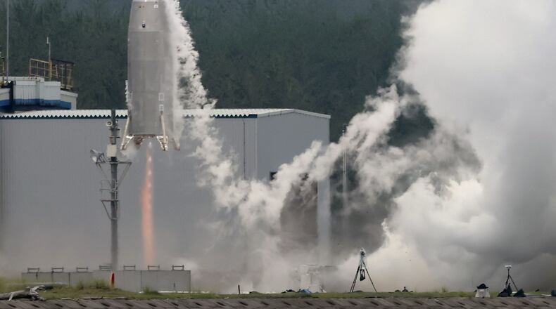 The Reusable Vehicle eXperiment, known as RV-X, is seen in a test launch at the Noshiro Rocket Testing Center of the Japan Aerospace Exploration Agency in Noshiro, northern Japan, Saturday, July 11, 2026. (Naoki Kawano/Kyodo News via AP)