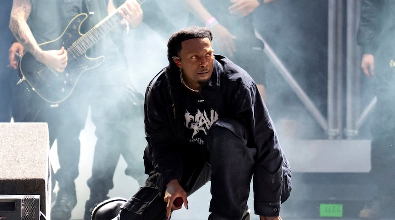 Playboi Carti performs at the Wireless Music Festival, Finsbury Park on Friday, July 7, 2023 in London. (Scott Garfitt/Invision/AP)
