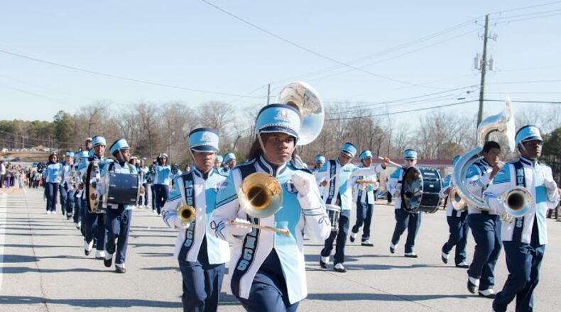 Meadowcreek High School marching band members perform at the 2015 Gwinnett County MLK Parade