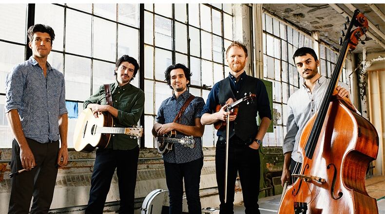 A Grammy-nominated violinist and composer, Jeremy Kittel will perform at 8 p.m. March 18 for his debut at Emory University's Schwartz Center. (L-R) Kittel & Co. are Simon Chrisman, Quinn Bachand, Josh Pinkham, Jeremy Kittel and Ethan Jodziewicz. (Courtesy of Andrew Potter for Kittel & Co.)