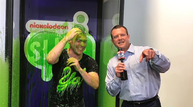For an extra fee, you can get a "VIP" sliming in a booth. Paul Milliken of "Good Day Atlanta" was treated to this by anchor Buck Langford.