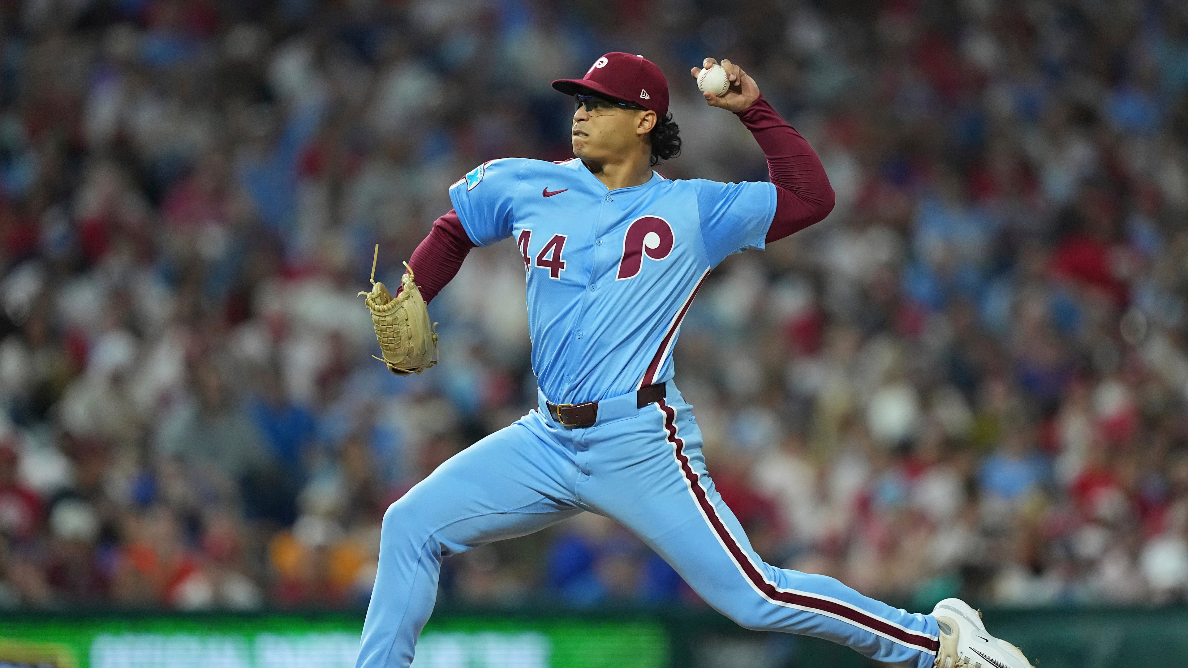 Philadelphia Phillies' Jesús Luzardo pitches during the third inning of a baseball game against the New York Mets, Thursday, Sept. 11, 2025, in Philadelphia. (AP Photo/Matt Rourke)