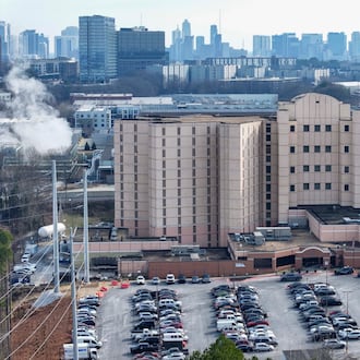 An aerial image shows the Fulton County Jail, where the ACLU of Georgia, along with other organizations, held a press conference on Tuesday, Feb. 3, 2026, on the poor conditions inside the troubled facility.
(Miguel Martinez/AJC)