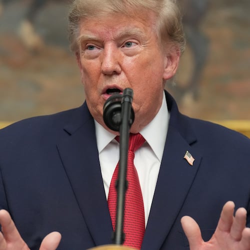 President Donald Trump speaks during a meeting with technology leaders in the Roosevelt Room of the White House, Wednesday, Aug. 19, 2026, in Washington. (AP Photo/Jacquelyn Martin)