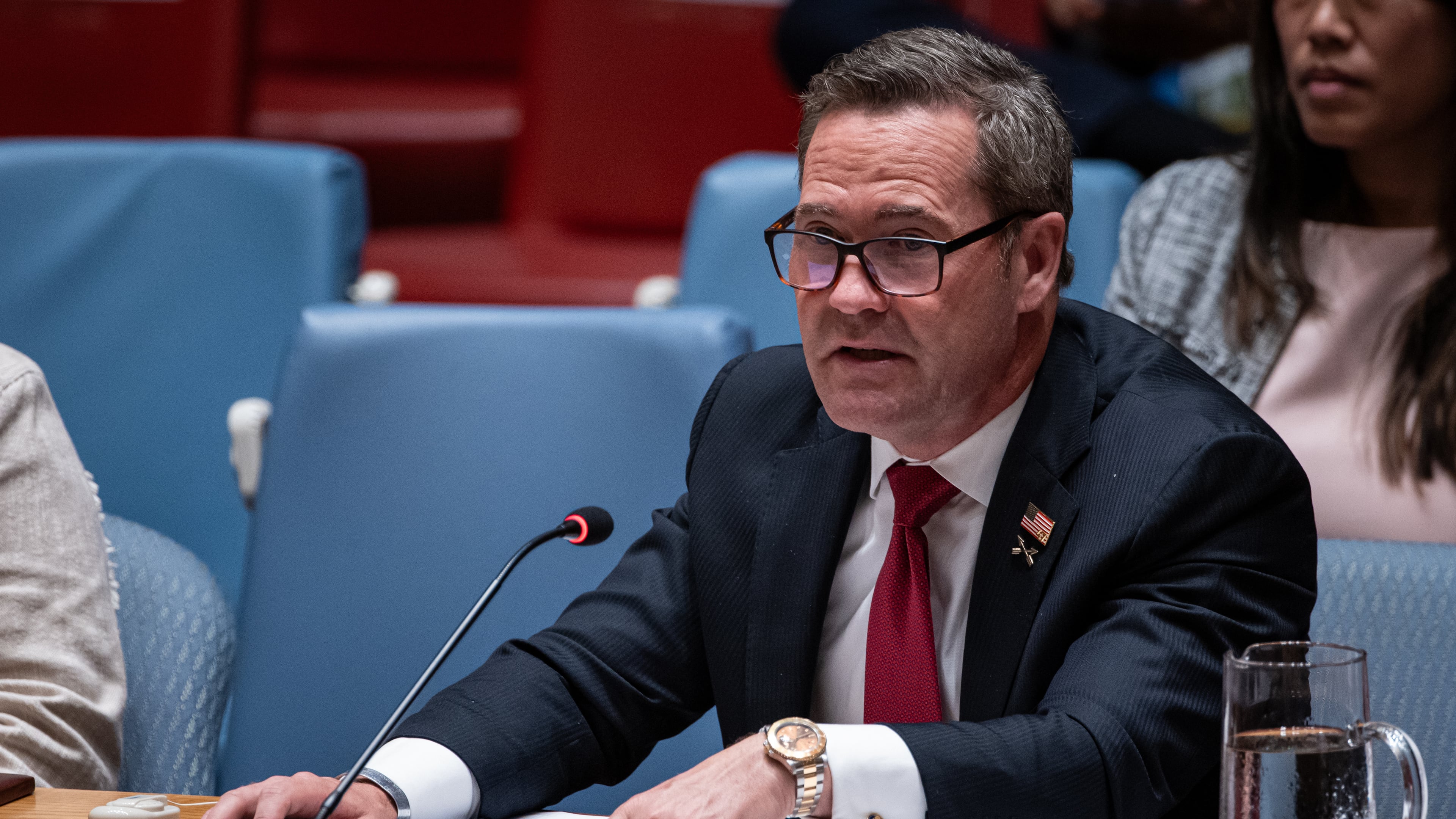 U.S. Ambassador to the U.N. Mike Waltz addresses the High-Level Security Council on Palestinians and Israel during the 80th session of the United Nations General Assembly, Sept. 23, 2025. (AP Photo/Angelina Katsanis, File)