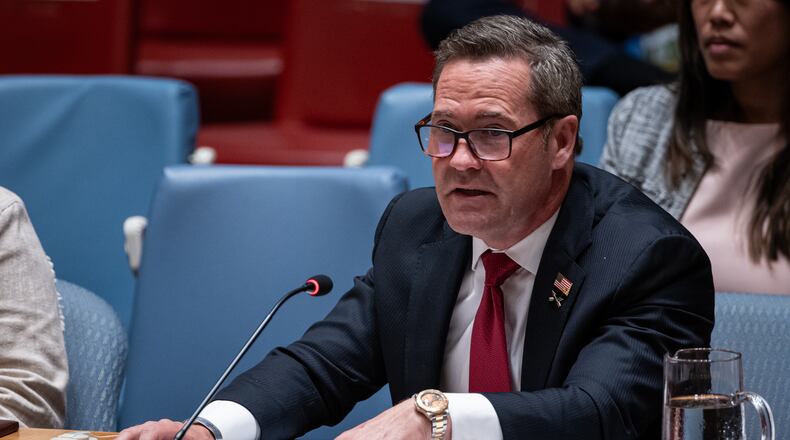 U.S. Ambassador to the U.N. Mike Waltz addresses the High-Level Security Council on Palestinians and Israel during the 80th session of the United Nations General Assembly, Sept. 23, 2025. (AP Photo/Angelina Katsanis, File)