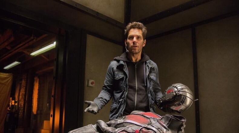 Paul Rudd plays the role of Scott Lang, a.k.a. Ant-Man, in “Ant-Man.”
