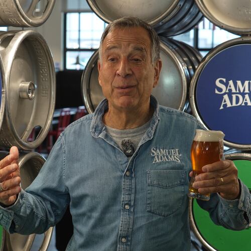 This image made from video shows Boston Beer Co. Founder and CEO Jim Koch gesturing during an interview at his company headquarters in Boston,Tuesday, July 7, 2026. (AP Photo/ Rodrique Ngowi)