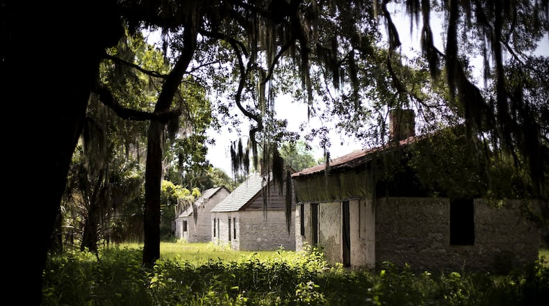The three original tabby cabins on Ossabaw Island. The cabins housed slaves on the North End Plantation during the 1800s. (Stephen B. Morton for the AJC.)