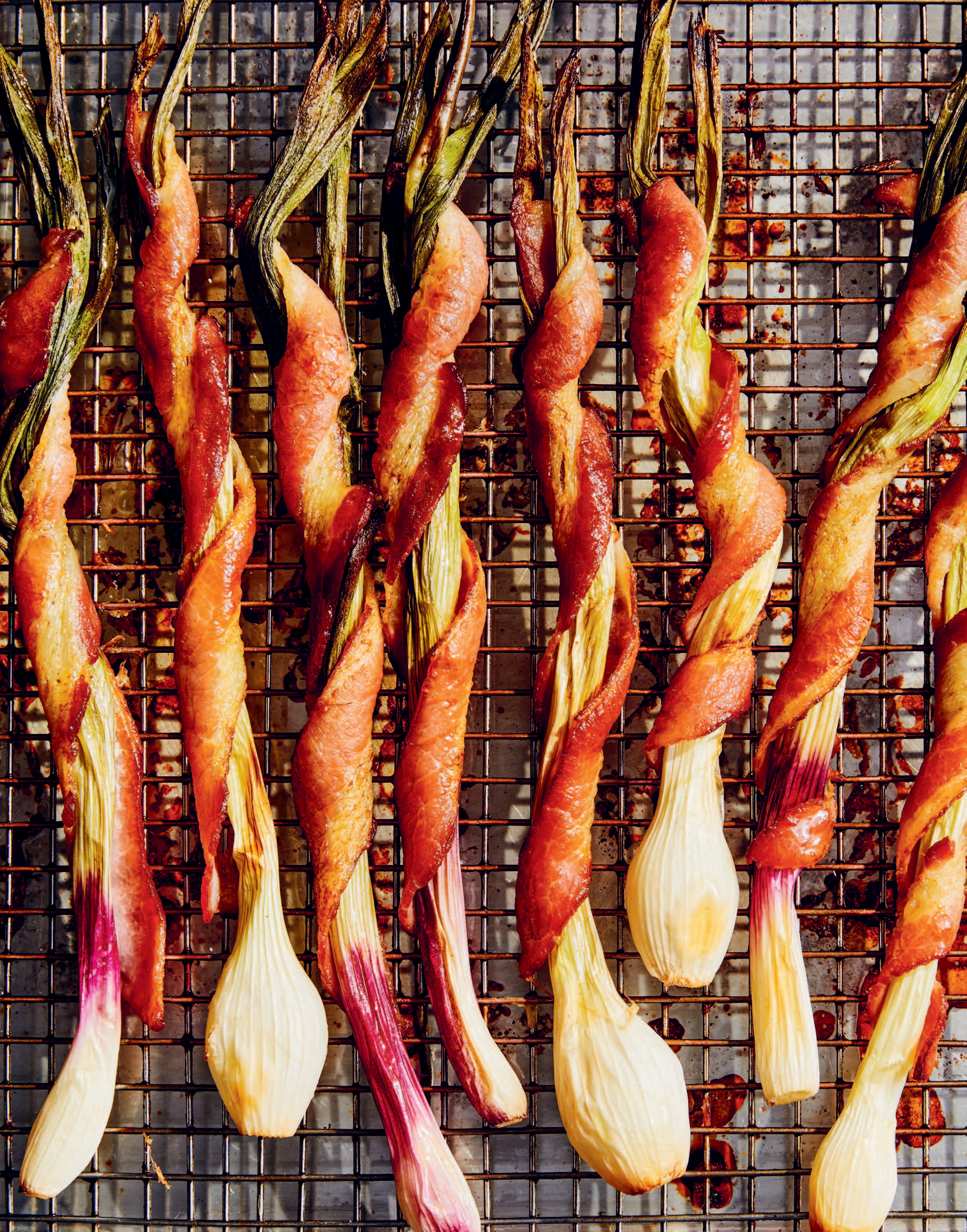 Anna Francese Gass' recipe for bacon-wrapped green onions can be prepared in advance of your guests' arrival. (Courtesy of Union Square & Co./Linda Xiao)