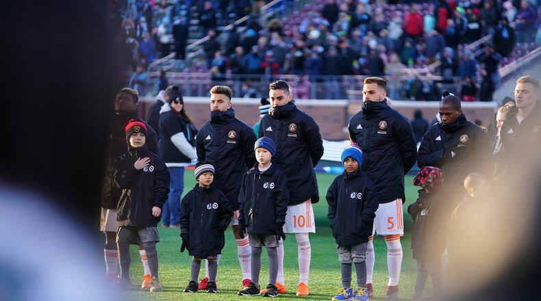 It was 21 degrees in Minneapolis at the start of Atlanta United's game at Minnesota United on Saturday, according to weather.com. (Atlanta United)