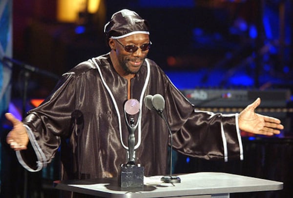 Musician Isaac Hayes — pictured at the Rock & Roll Hall of Fame induction ceremony March 2002 — died in 2008. (AP 2002)