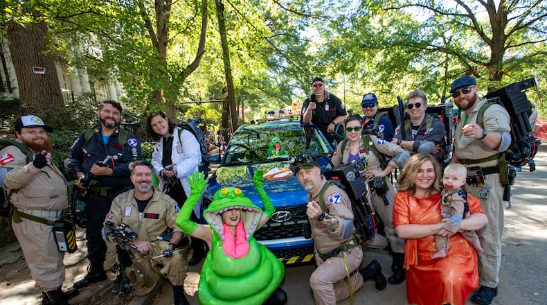 This year alone, the Atlanta Ghostbusters scheduled a dozen events, including the Little 5 Points Halloween Parade (above), Boo at the Zoo, DragonCon and soon, “Ghostbusters in Concert.” (Jenni Girtman for the AJC)