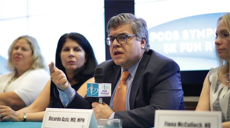 Polycystic Ovary Syndrome panel experts discussed PCOS across the lifespan including cardiometabolic, reproductive, mental, adolescent health, lifestyle and medical interventions at the PCOS Awareness Symposium at Georgia Tech (L-R: Angela Grassi, MS, RD; Katherine Sherif, MD; Ricardo Azziz, MD; Fiona McCulloch, ND).