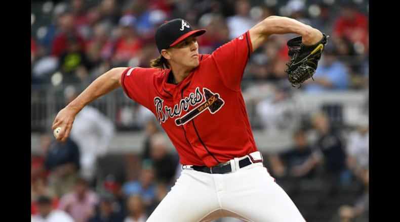 Braves' Kyle Wright pitches against the New York Mets during the first inning of a baseball game Friday, April 12, 2019, in Atlanta. (AP Photo/John Amis)
