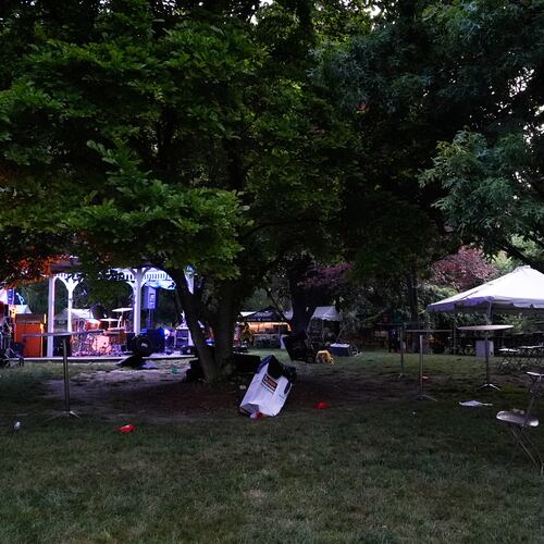 The Agnes Reynolds Jackson Arboretum is shown where multiple people were shot at a community festival Saturday, June 6, 2026, in Toledo, Ohio. (AP Photo/Paul Sancya)