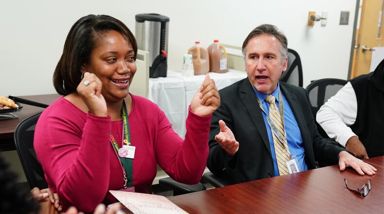 Fulton County Superintendent Mike Looney attends a presentation by school officials at Langston Hughes High School on Friday, December 13, 2019, in Fairburn. ELIJAH NOUVELAGE FOR THE ATLANTA JOURNAL-CONSTITUTION