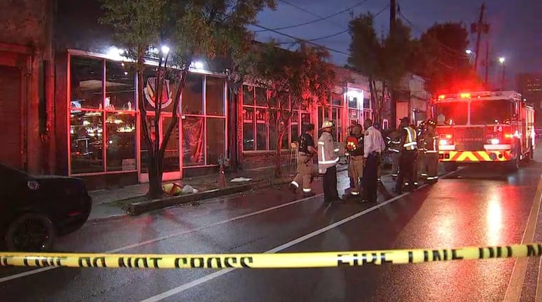 Six people were hurt when the roof of the Blu Cantina collapsed Monday night. (Credit: Channel 2 Action News)
